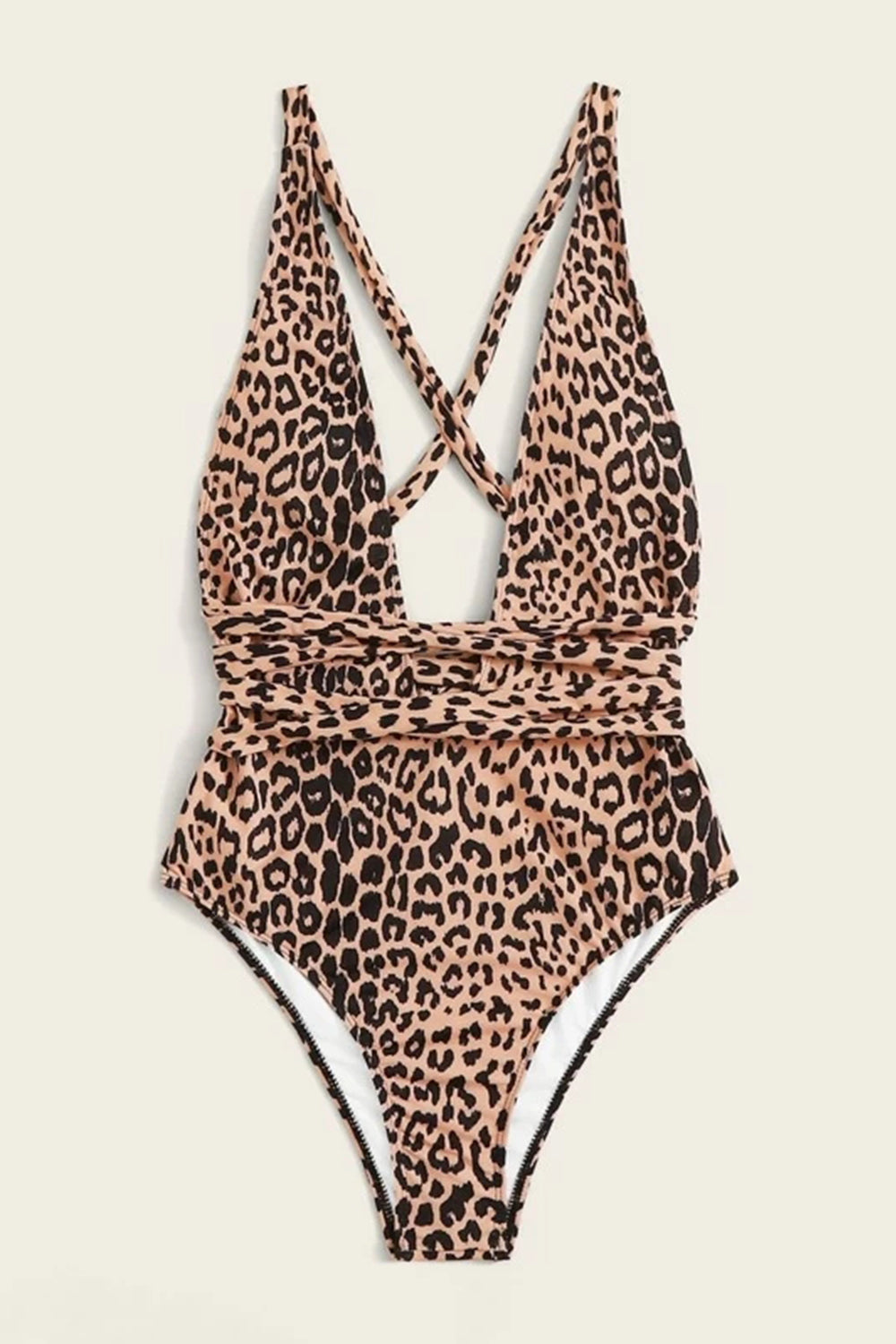 Leopard Criss Cross One Piece Swimsuit
