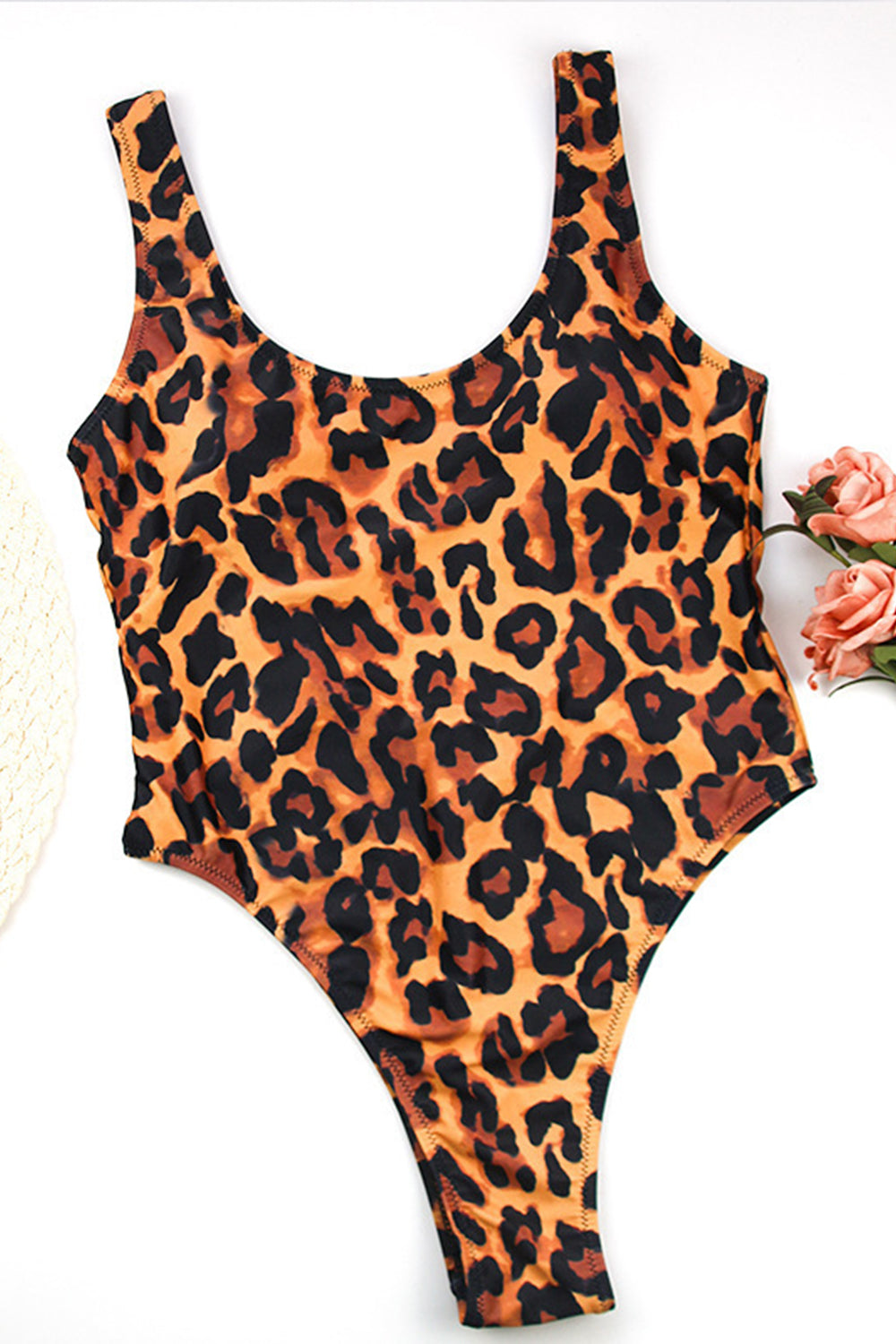 HIGH LEG LOW BACK LEOPARD ONE PIECE SWIMSUIT