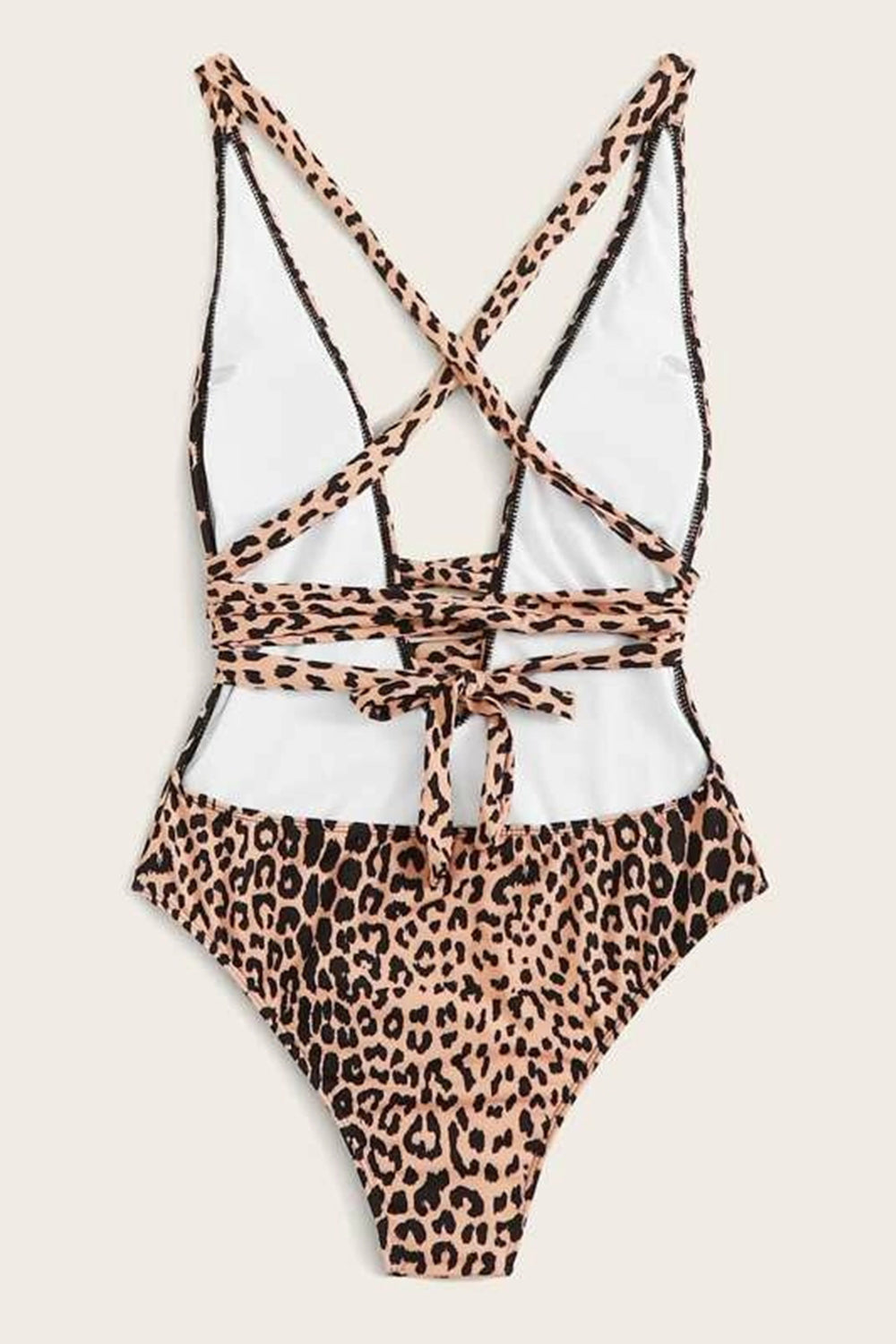 Leopard Criss Cross One Piece Swimsuit