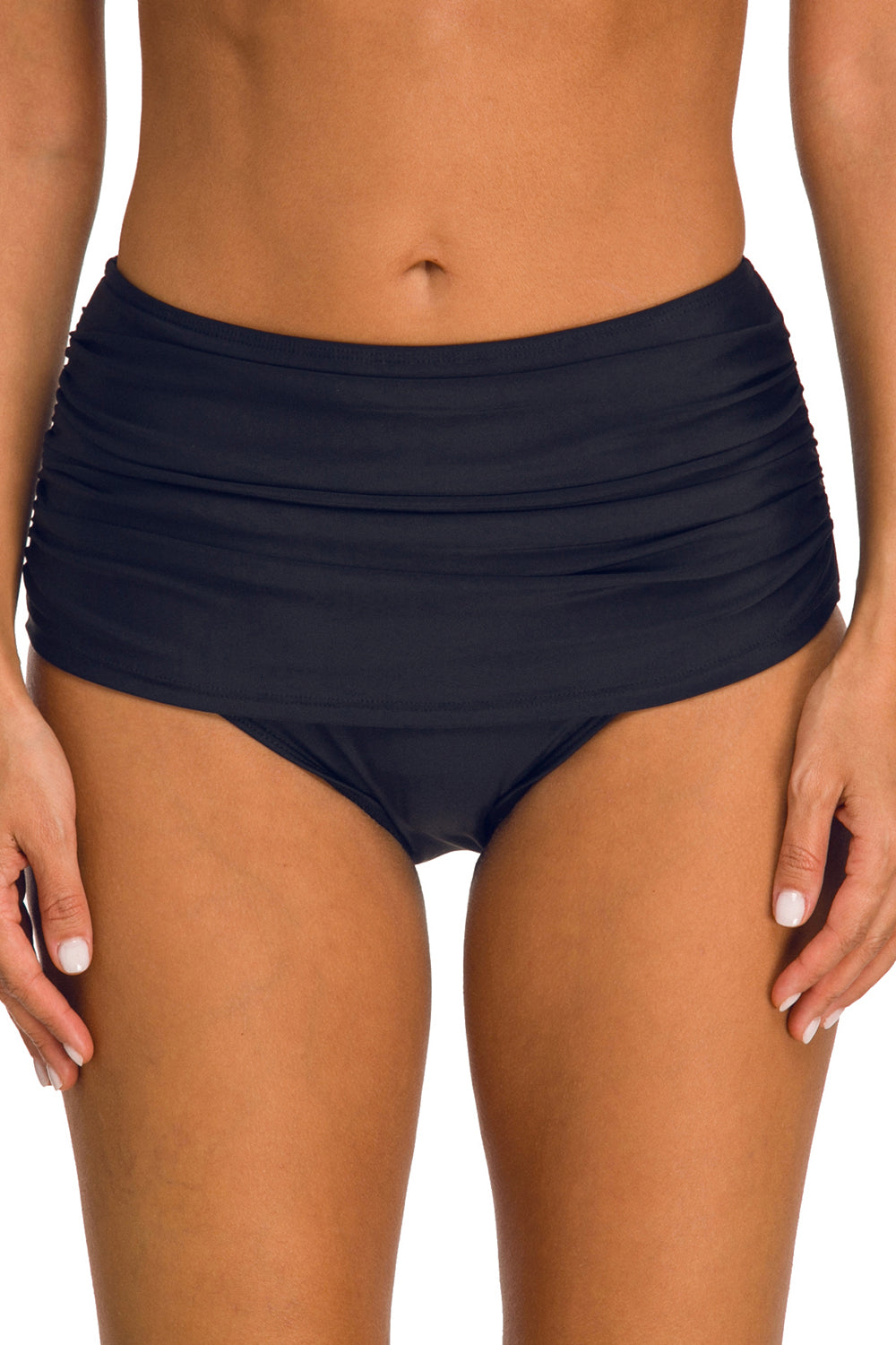 Women High Waisted Bikini Bottoms Retro Ruched Full Coverage Shirred Briefs