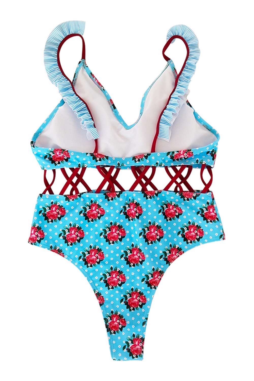 Iyasson Floral Criss Cross One-piece Swimsuit
