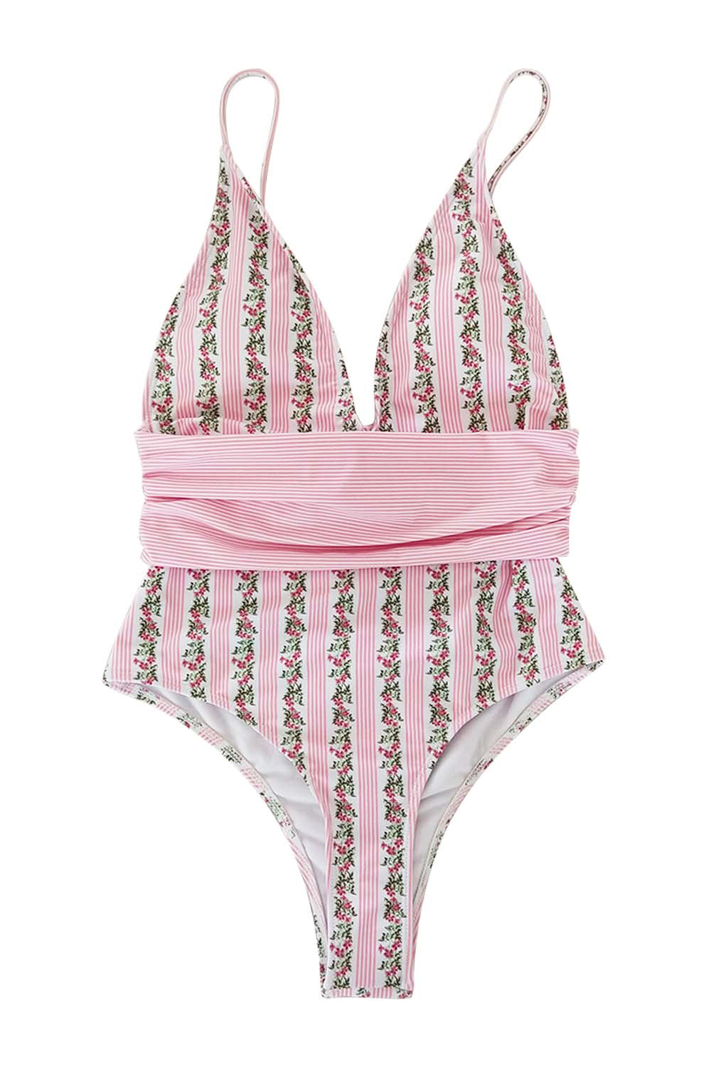 Iyasson Halter Neck Floral Print Swimsuit