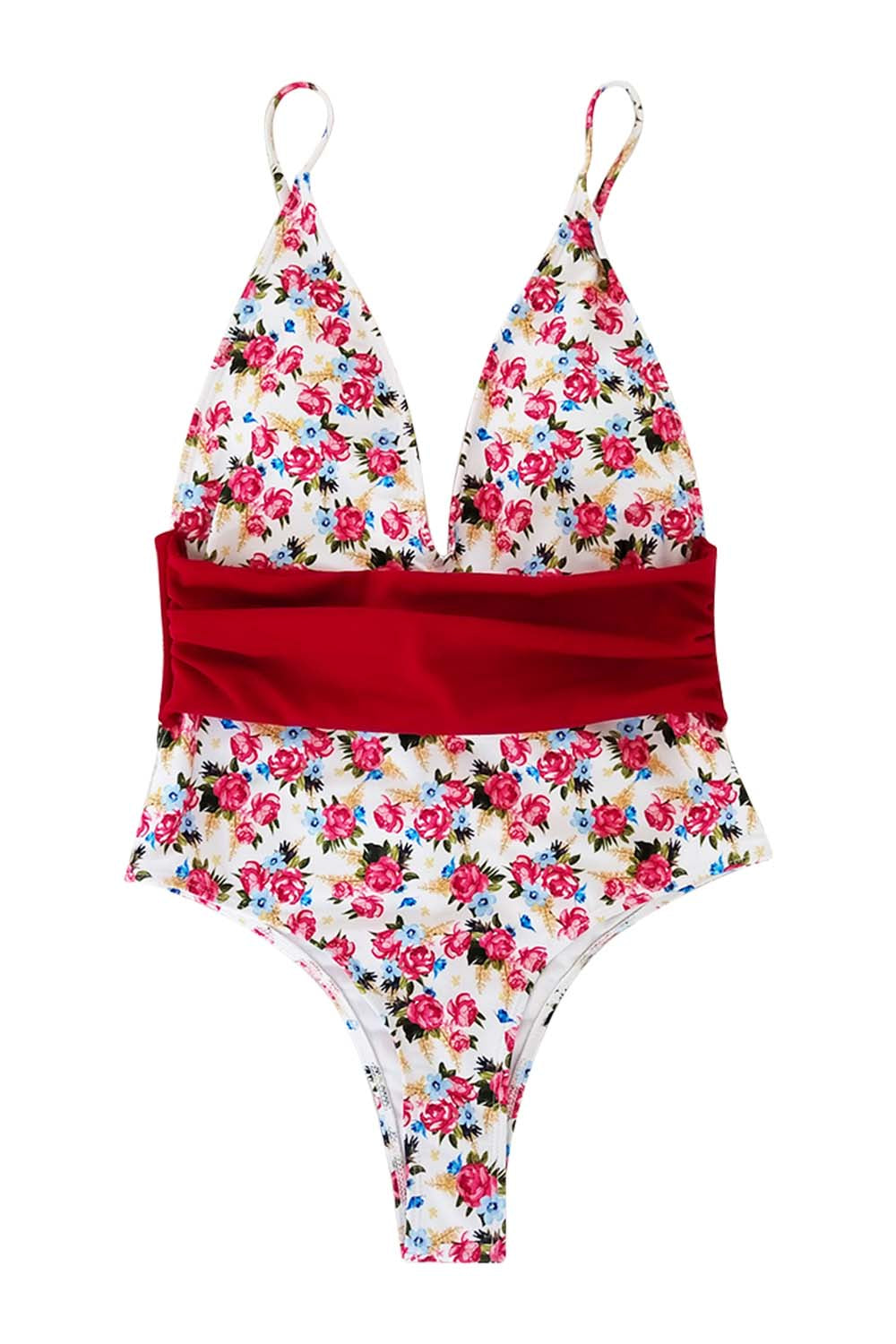 Iyasson Halter Neck Floral Print Swimsuit