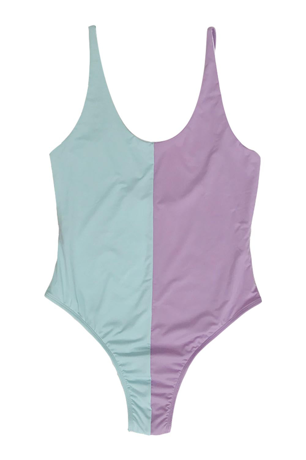 Iyasson Color-block Contrast One-piece Swimwear