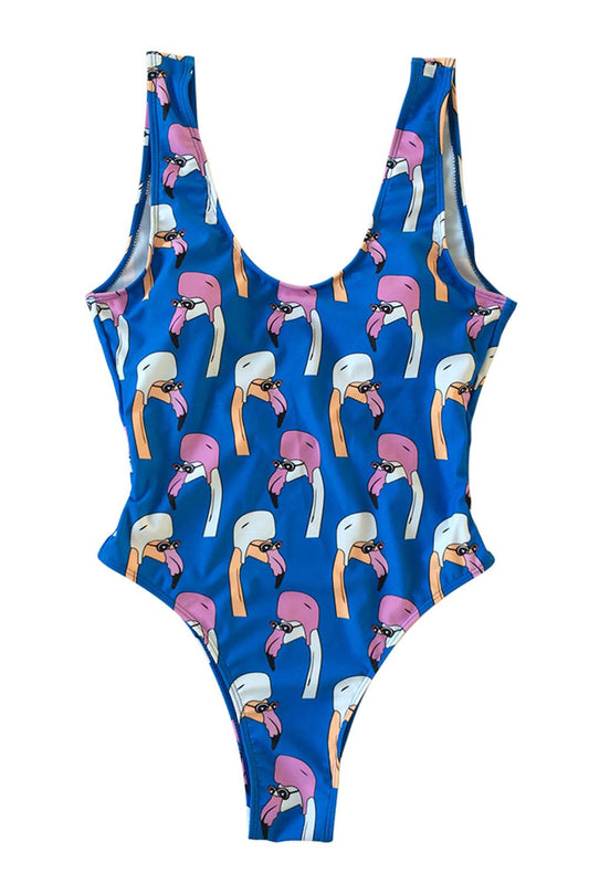 Iyasson Flamingo Cartoon One-piece Swimwear