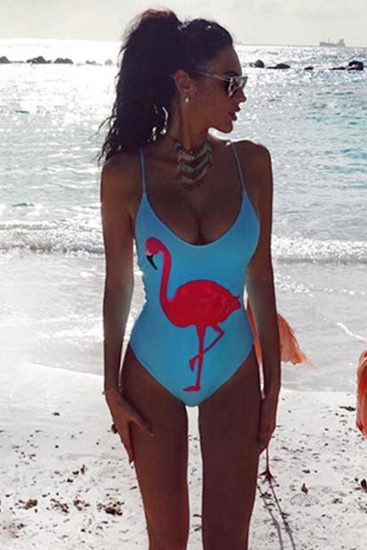 Iyasson Flamingo Cartoon One-piece Swimwear