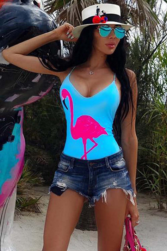 Iyasson Flamingo Cartoon One-piece Swimwear