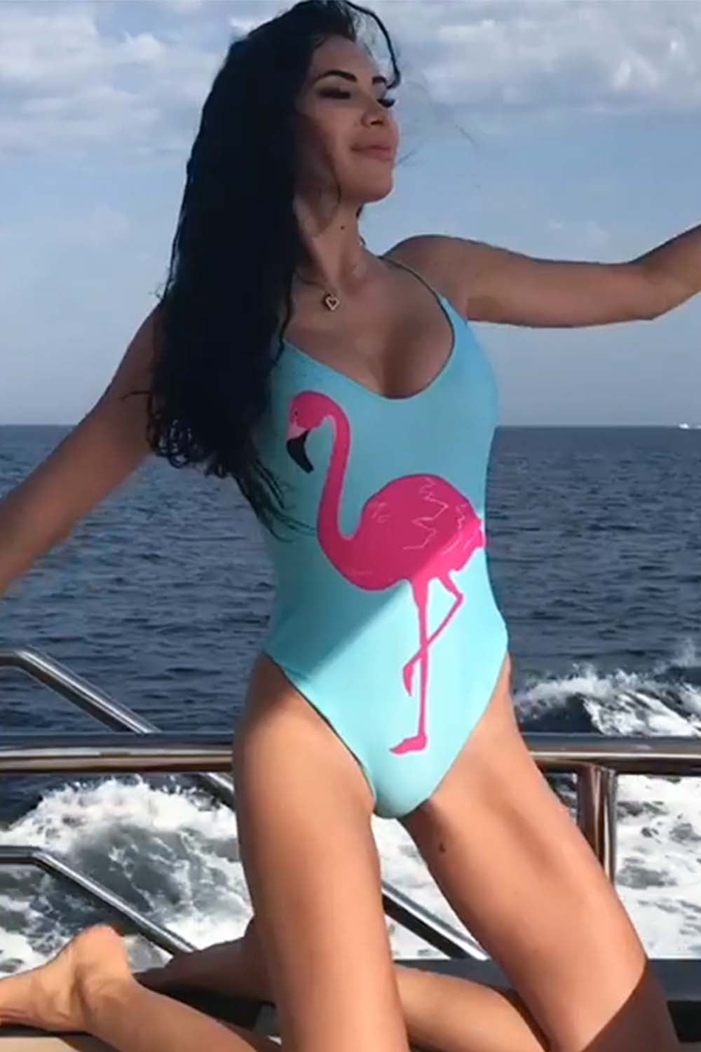 Iyasson Flamingo Cartoon One-piece Swimwear