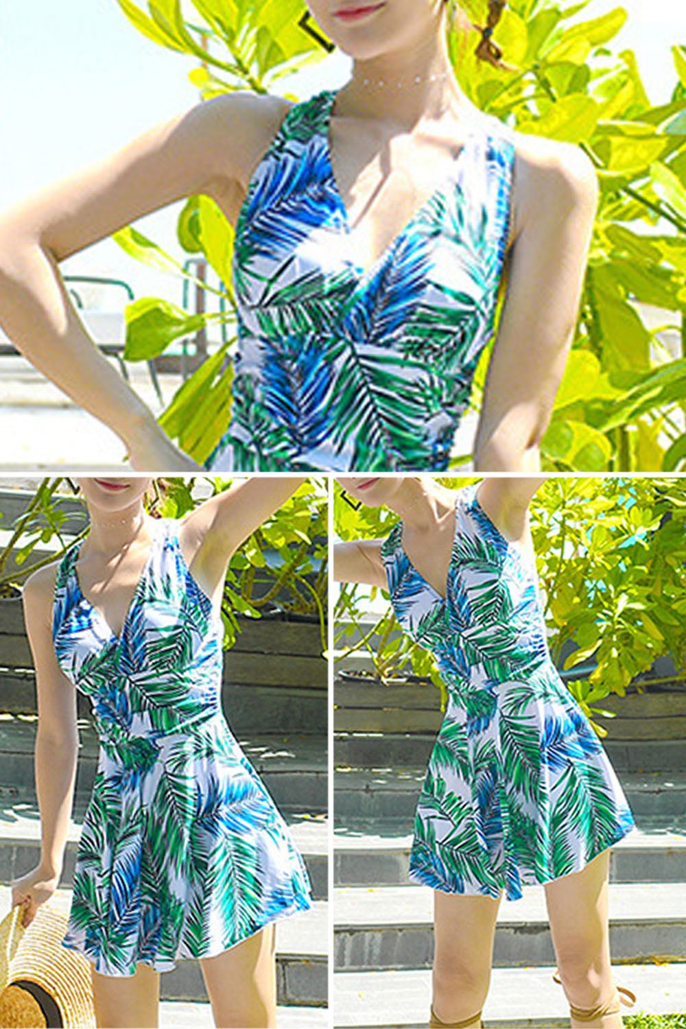 Iyasson Womens Cute Shirring Skirt Style One-piece Swimsuit