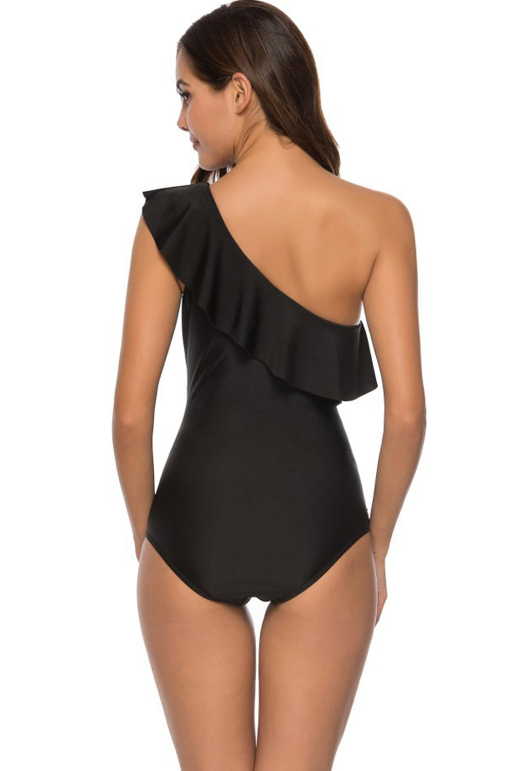 Iyasson Women's Sexy One-Shoulder Strap Ruffle Trim Swimsuit