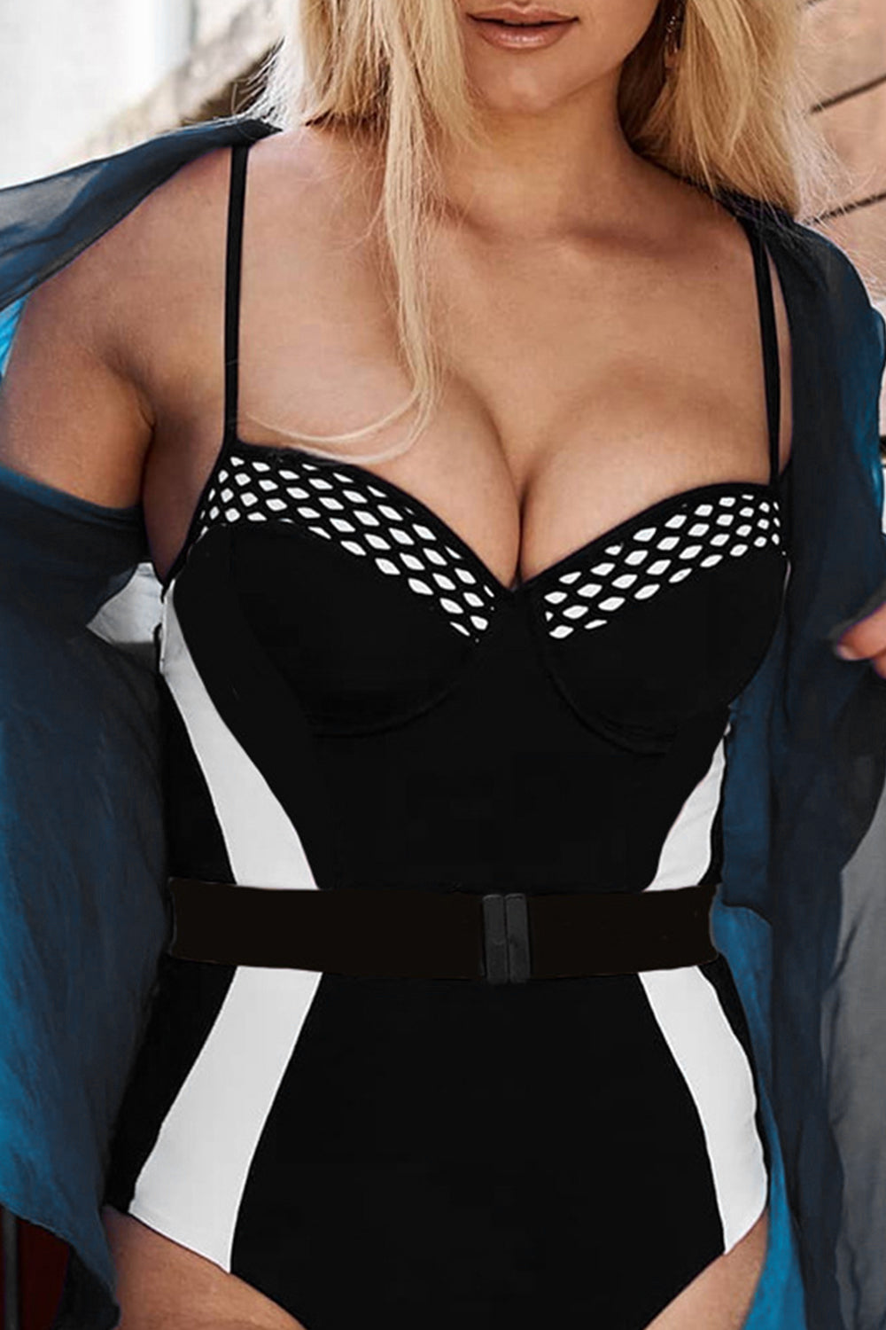 Iyasson Women's Sexy Low-cut Buckle Belt Spaghetti Strap Swimsuit