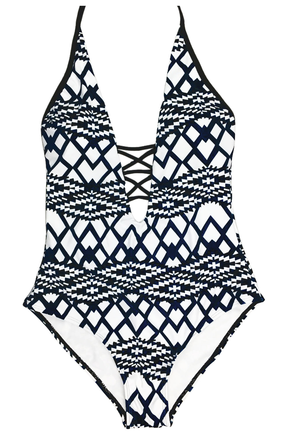 Iyasson Diamond printing With Strappy Detailing One-piece Swimsuit