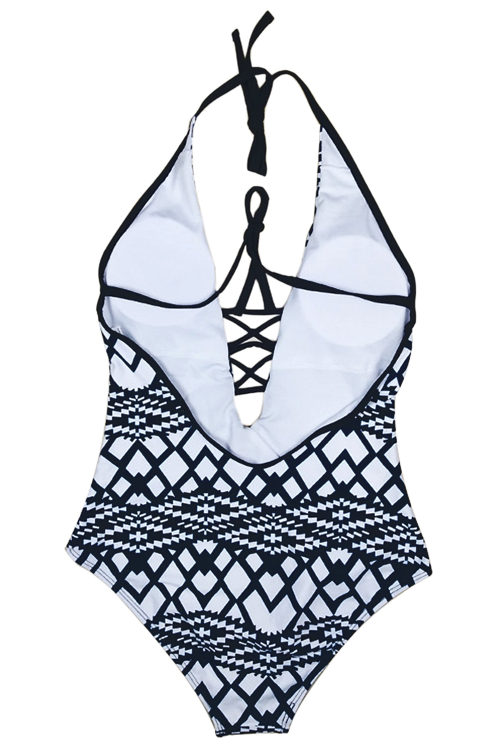 Iyasson Diamond printing With Strappy Detailing One-piece Swimsuit