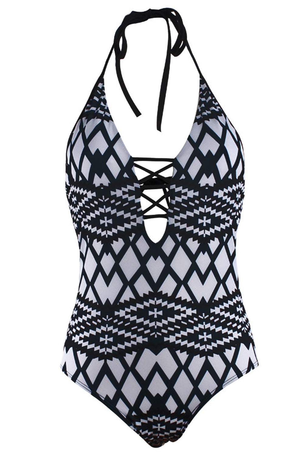 Iyasson Diamond printing With Strappy Detailing One-piece Swimsuit