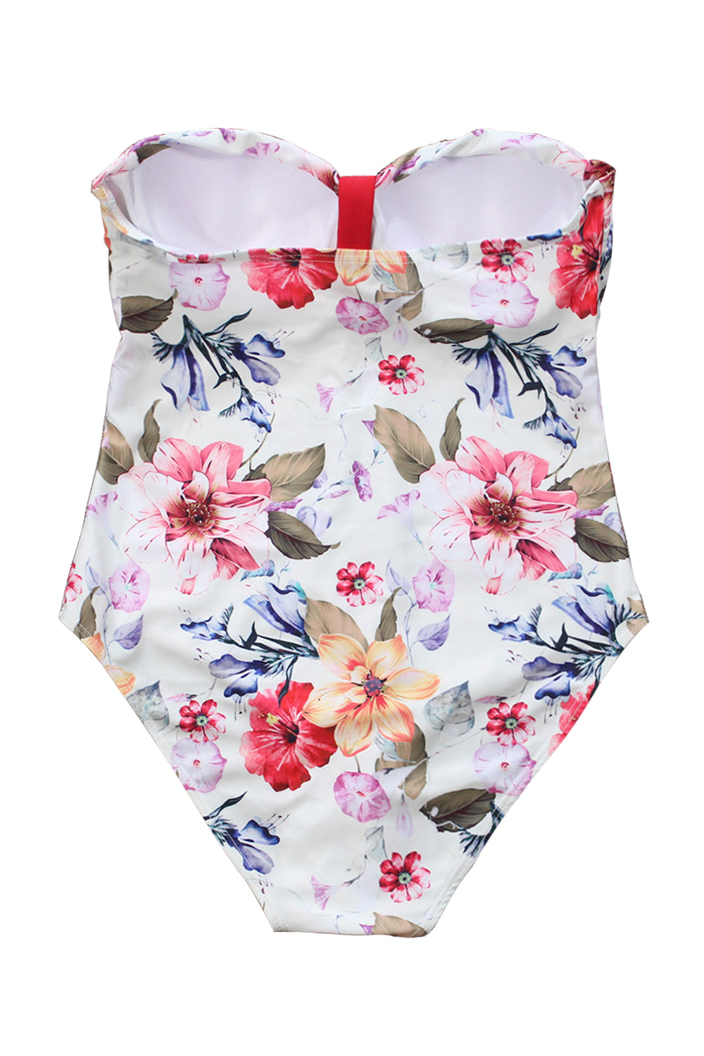 Iyasson White Floral Print Strappy One-piece Swimsuit
