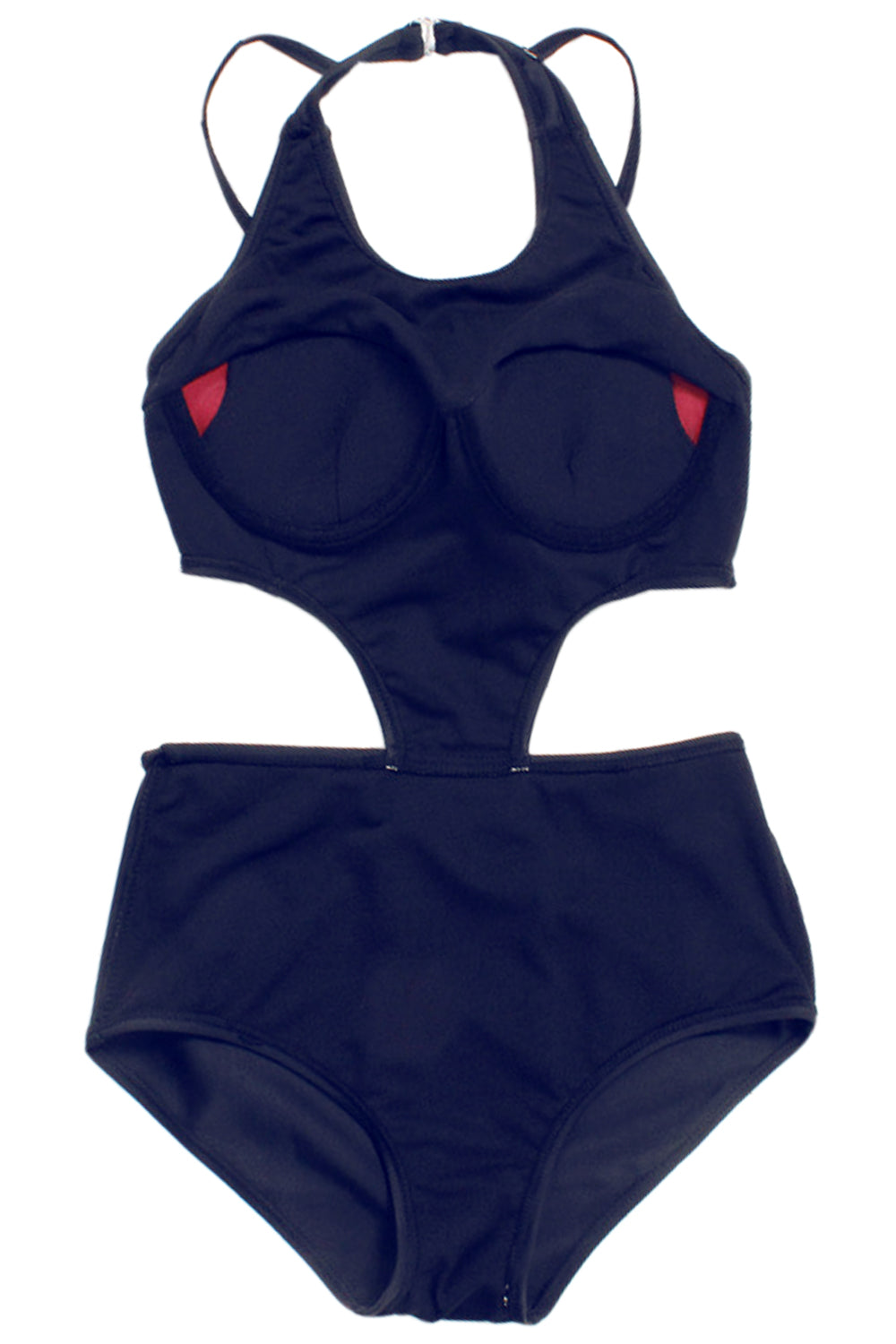 Iyasson Navy Blue High Waisted One-piece Swimsuit