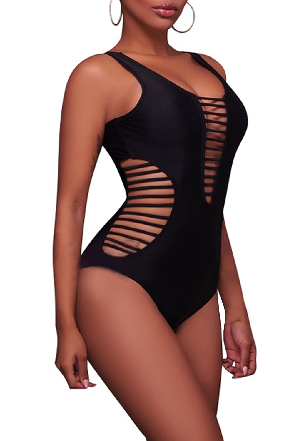 Iyasson Strappy Solid One-piece Swimsuit