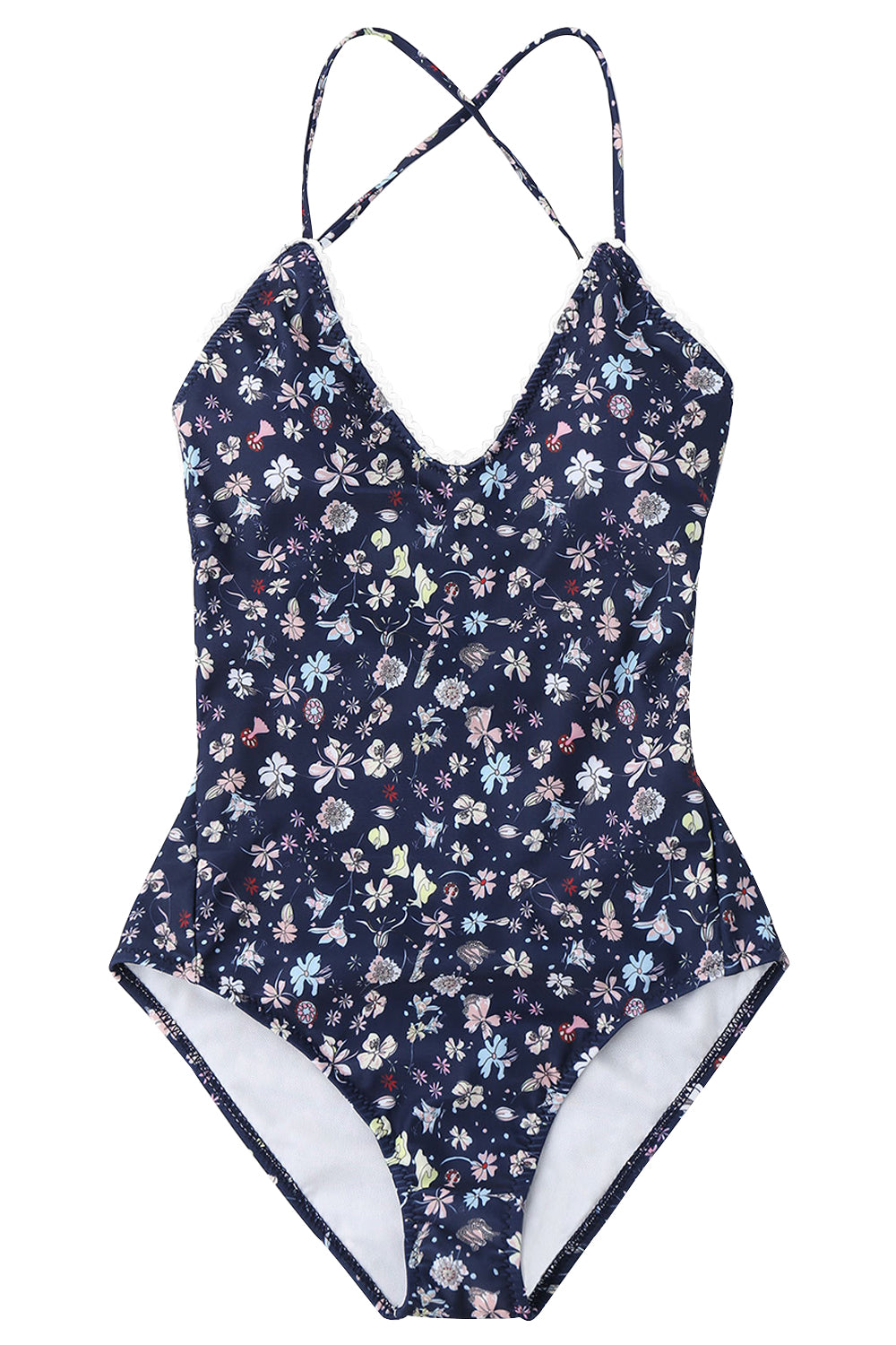 Iyasson Floral Print Backless One-piece Swimsuit