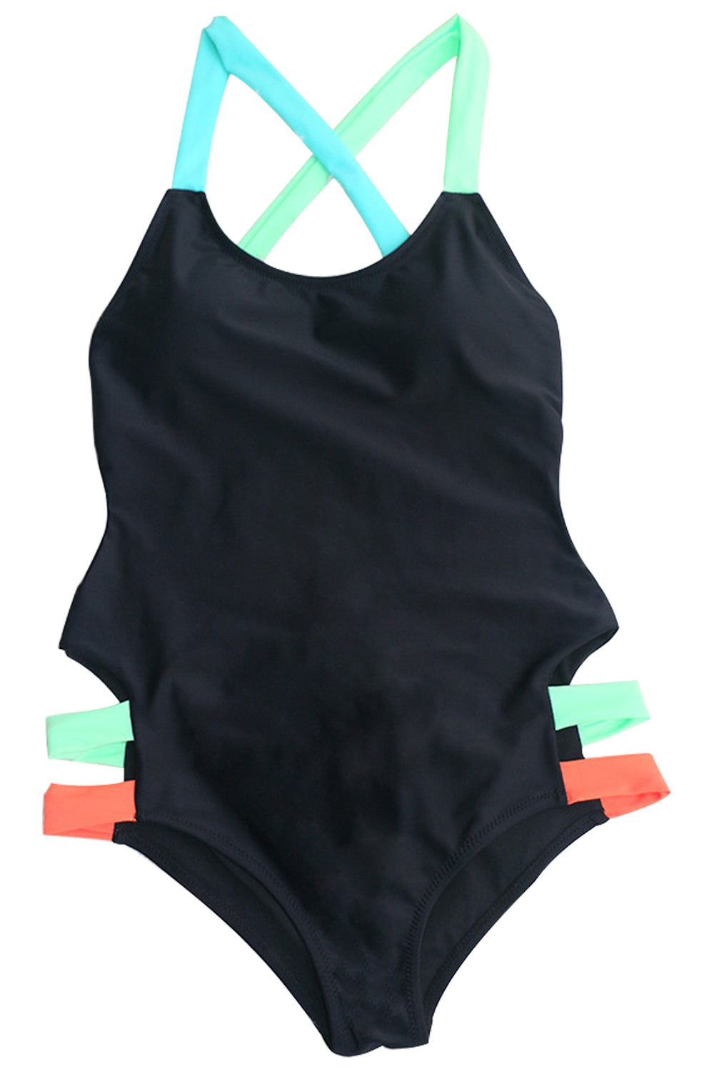 Iyasson Multi-colored Cross One-piece Swimsuit