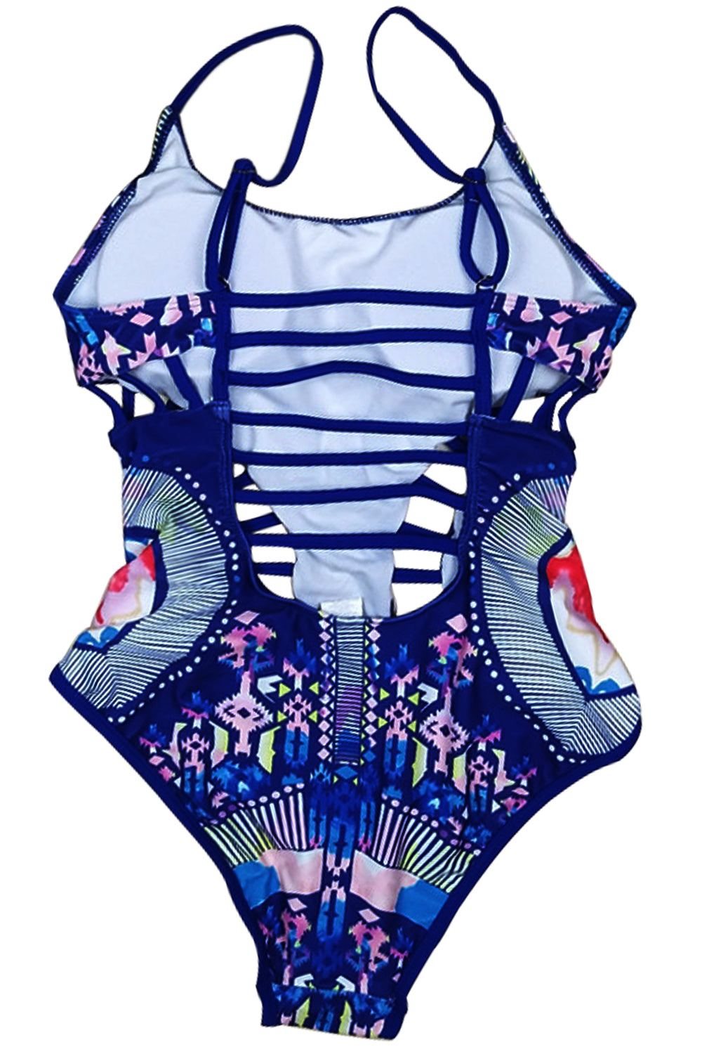 Iyasson Hollow Design Print One-piece Swimsuit