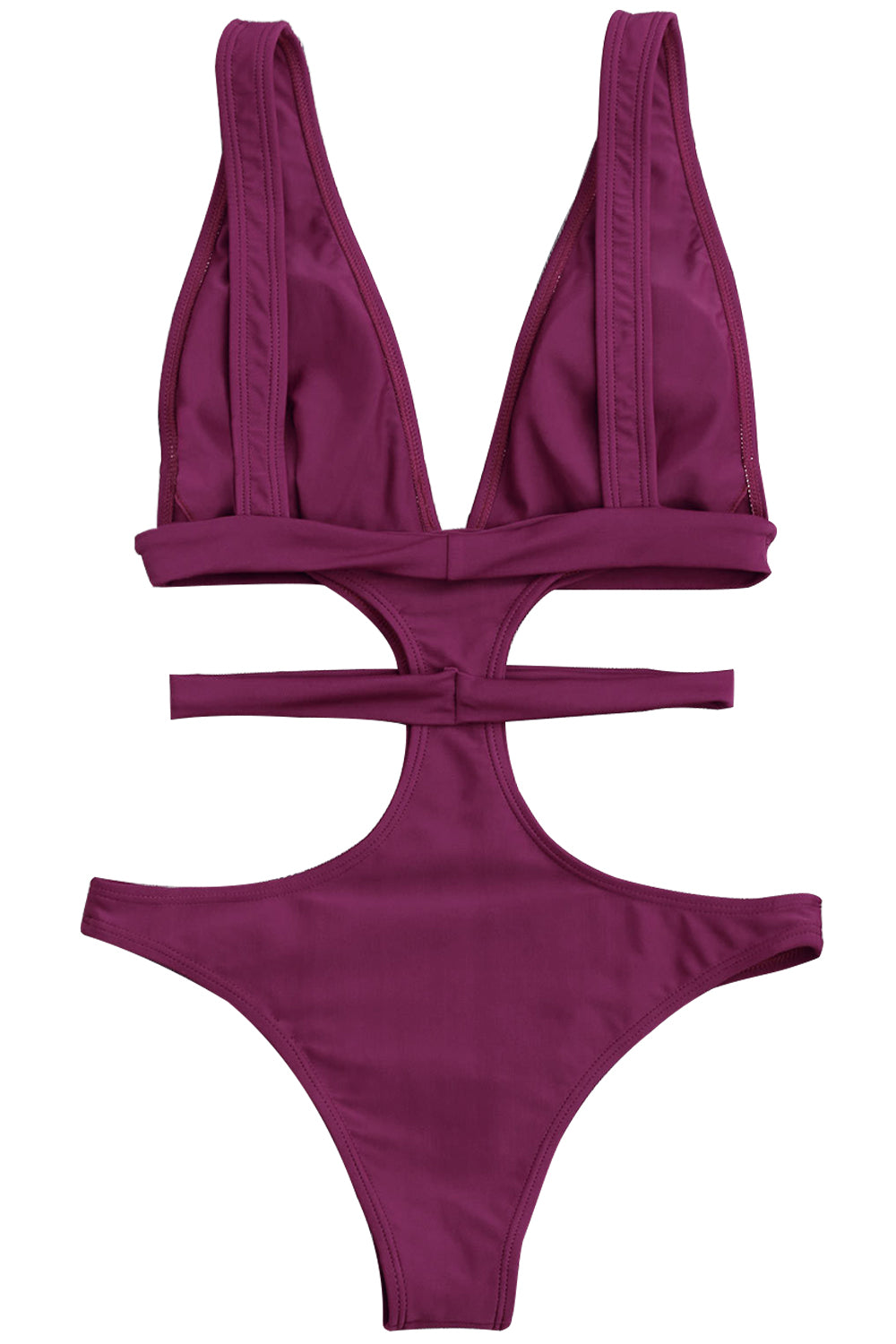 Iyasson Solid Color One-piece Swimsuit