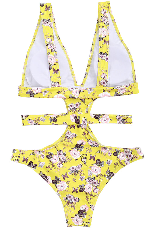 Iyasson Floral Printing One-piece Swimsuit