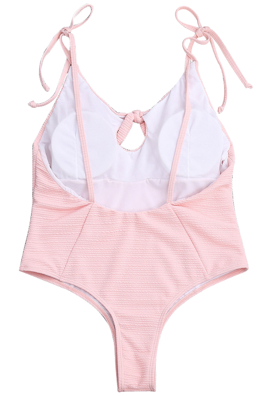 Iyasson Pink Solid Color Halter One-piece Swimsuit