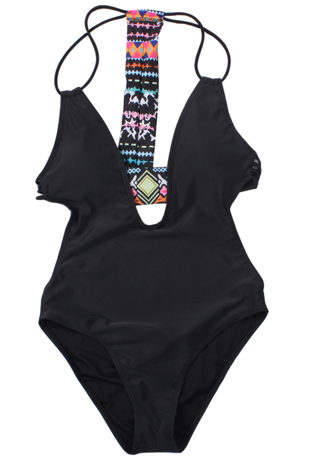 Iyasson High Quality Wave Hem Halter One-piece Swimsuit