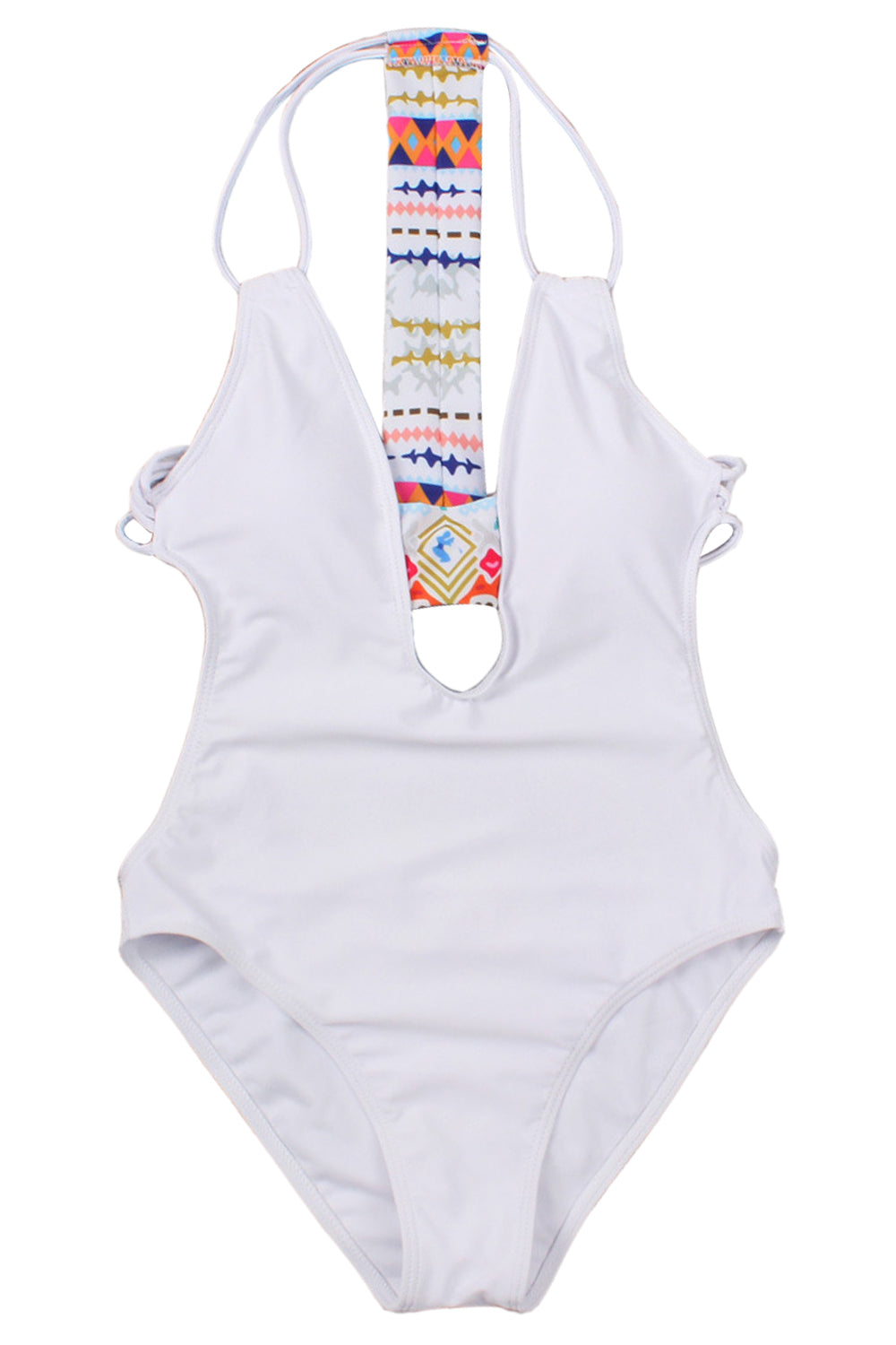 Iyasson High Quality Wave Hem Halter One-piece Swimsuit