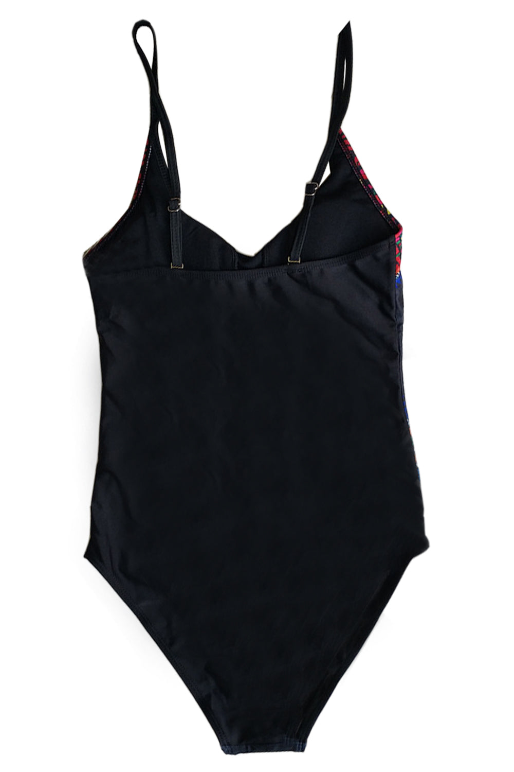 Iyasson Black Lace Up Mesh Splicing One-piece Swimsuit