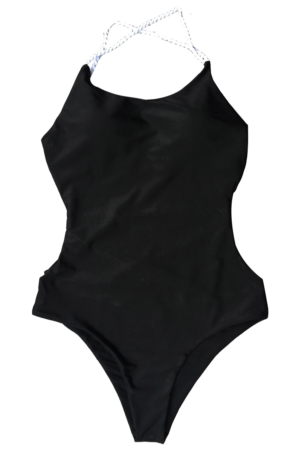 Iyasson Solid Criss-cross ties at back One-piece swimsuit