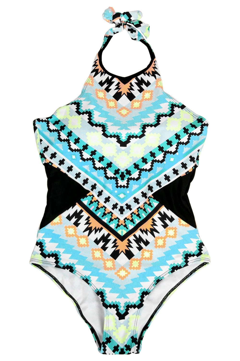 Iyasson Colourflul Bohemia Printing High-neck One-piece Swimsuit