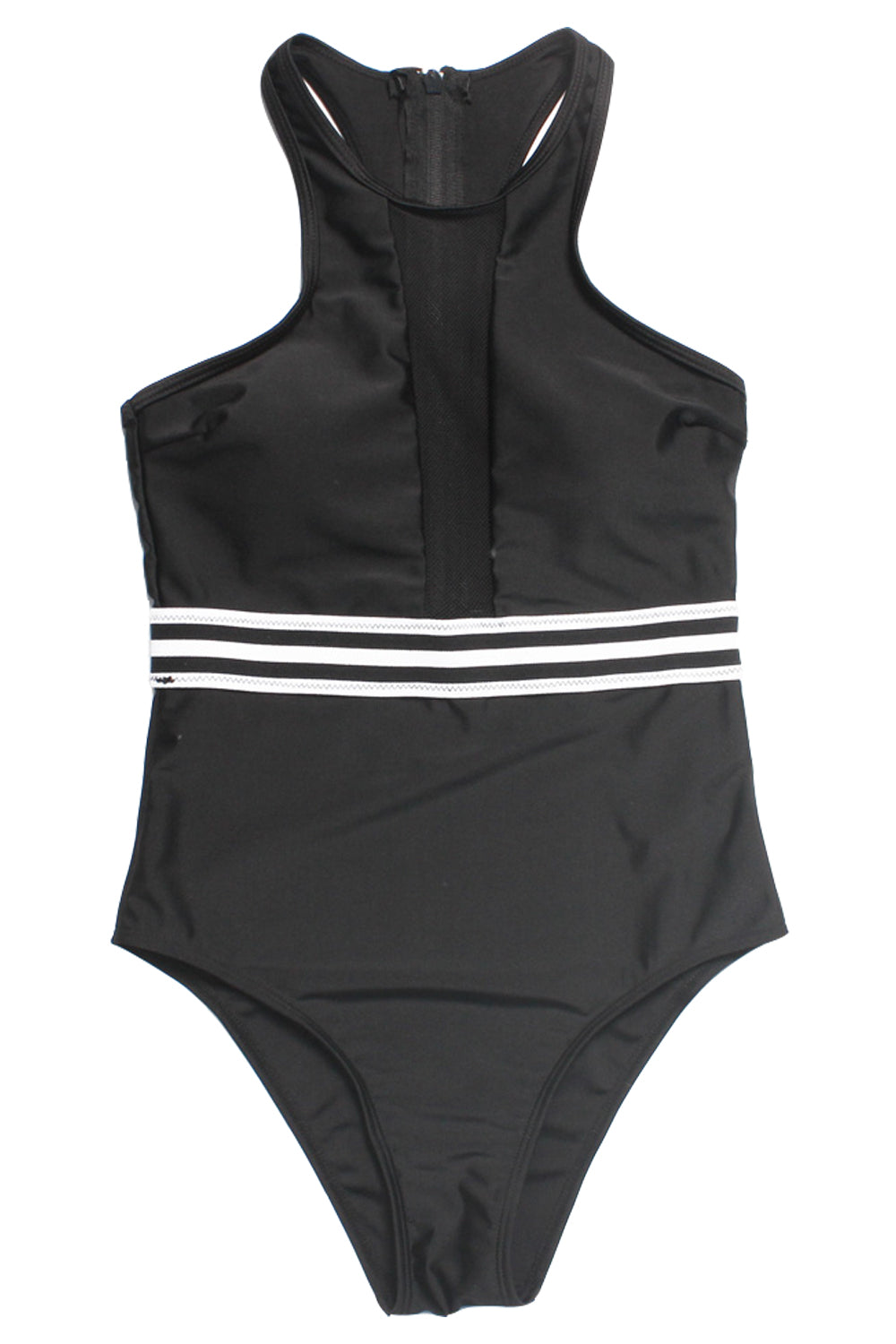 Iyasson Black See Through High-neckline One-piece Swimsuit