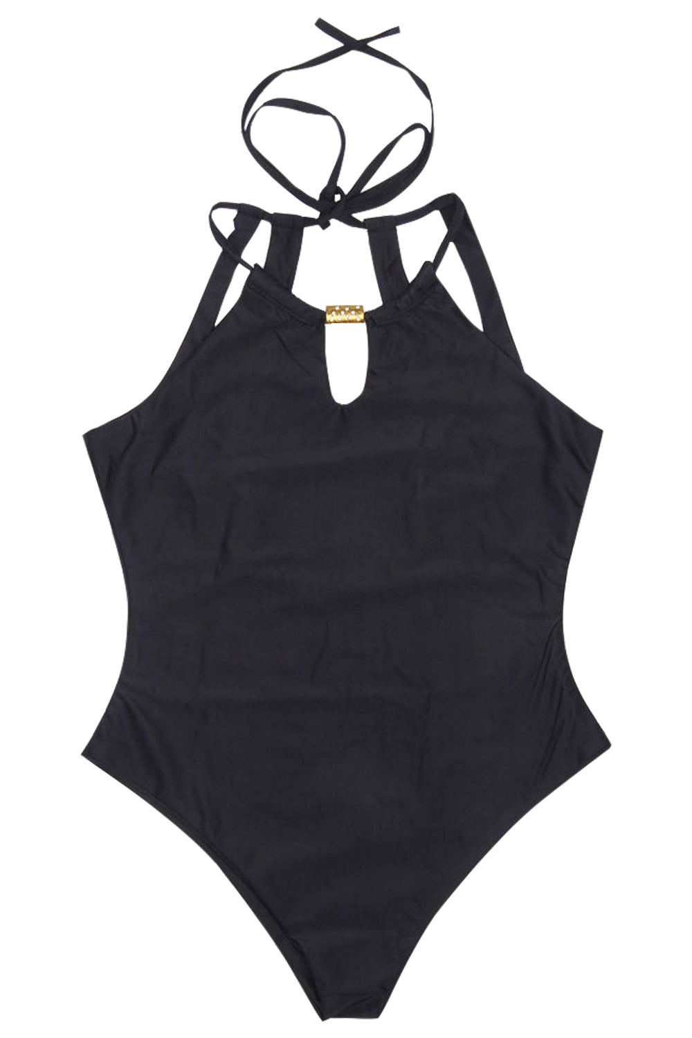 Iyasson High-neckline Halter One-piece Swimsuit