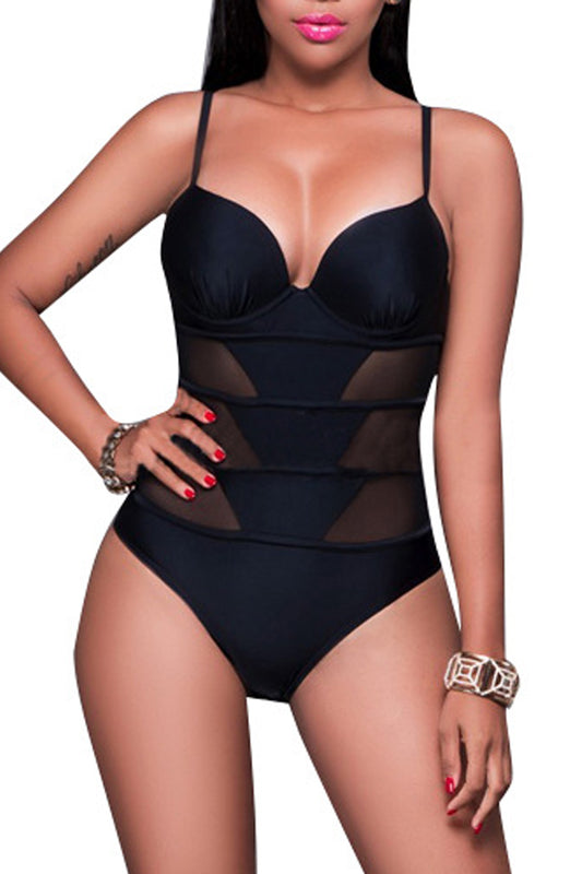Iyasson Sexy Mesh Splicing One-piece Swimsuit
