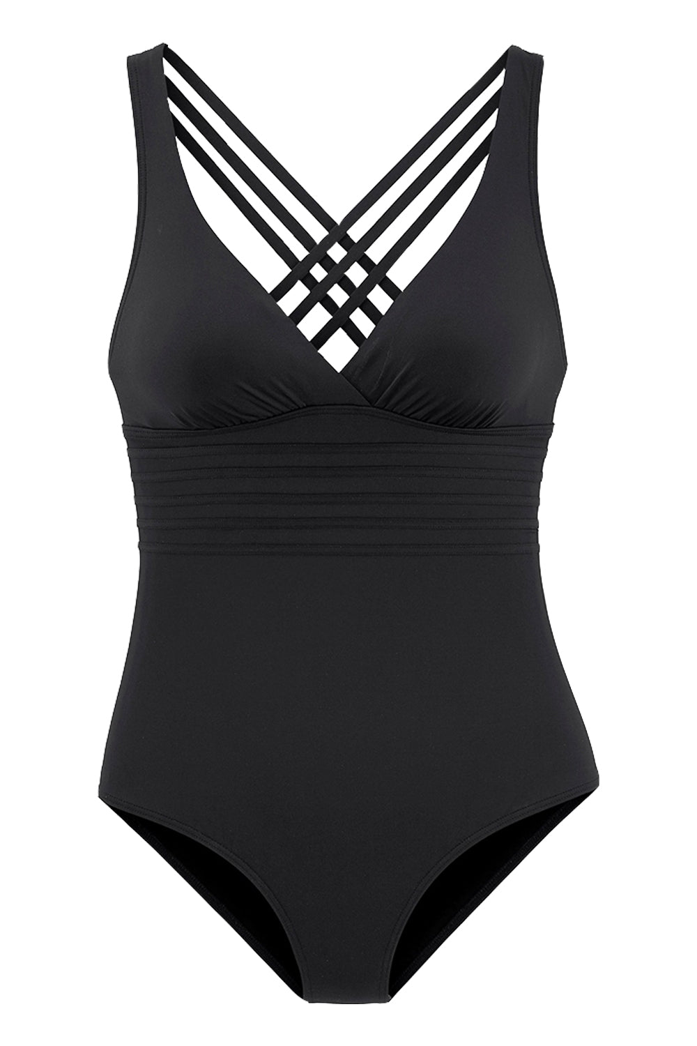Iyasson Deep V-neckline With Cross Design One-piece Swimsuit