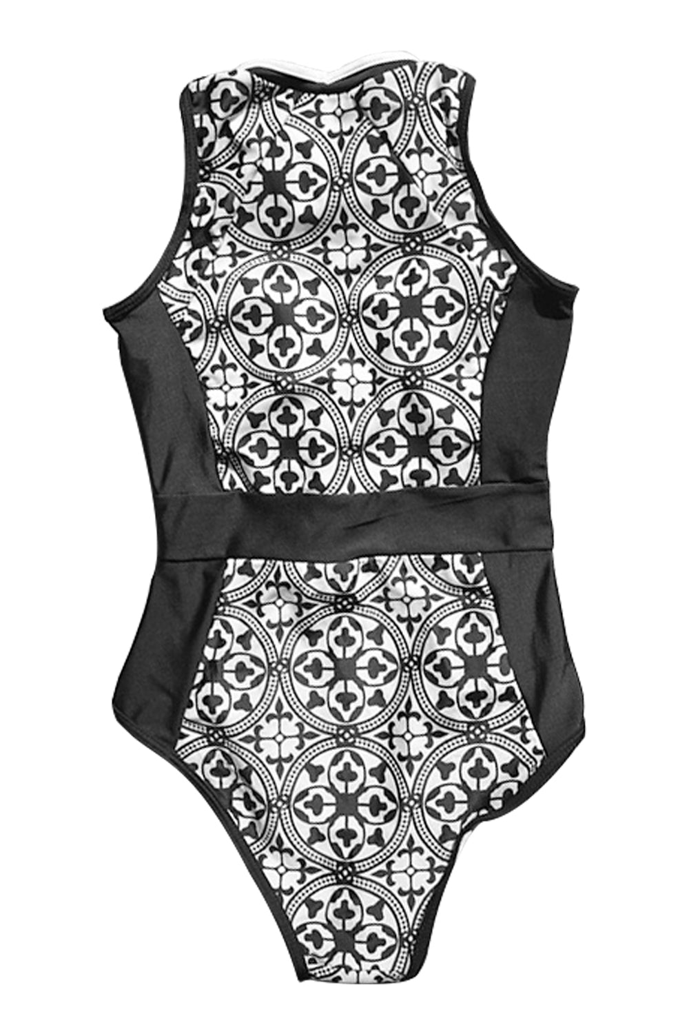 Iyasson Print and Stripe Design One-piece Swimsuit