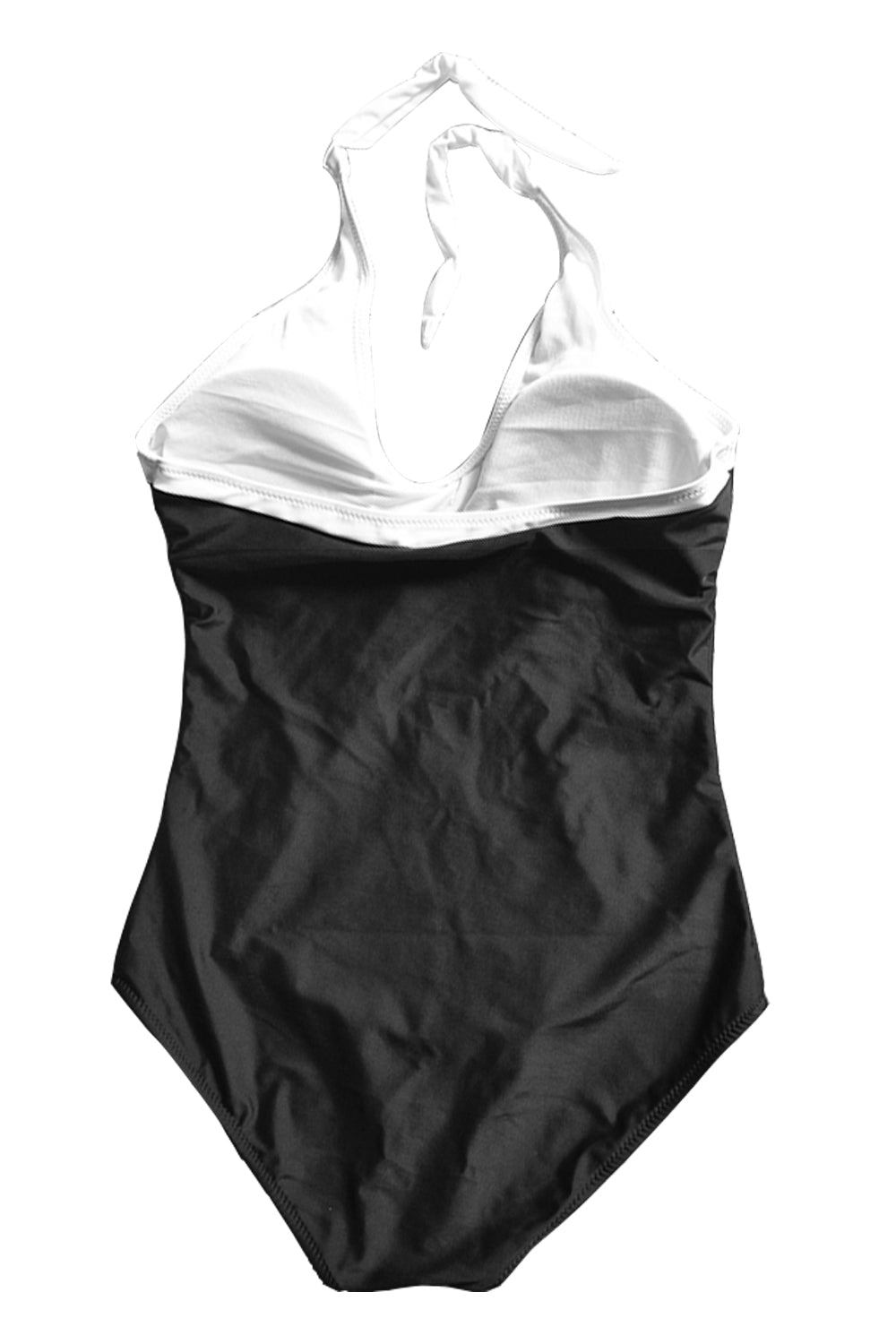 Iyasson Black And White Contrast Color One-piece Swimsuit