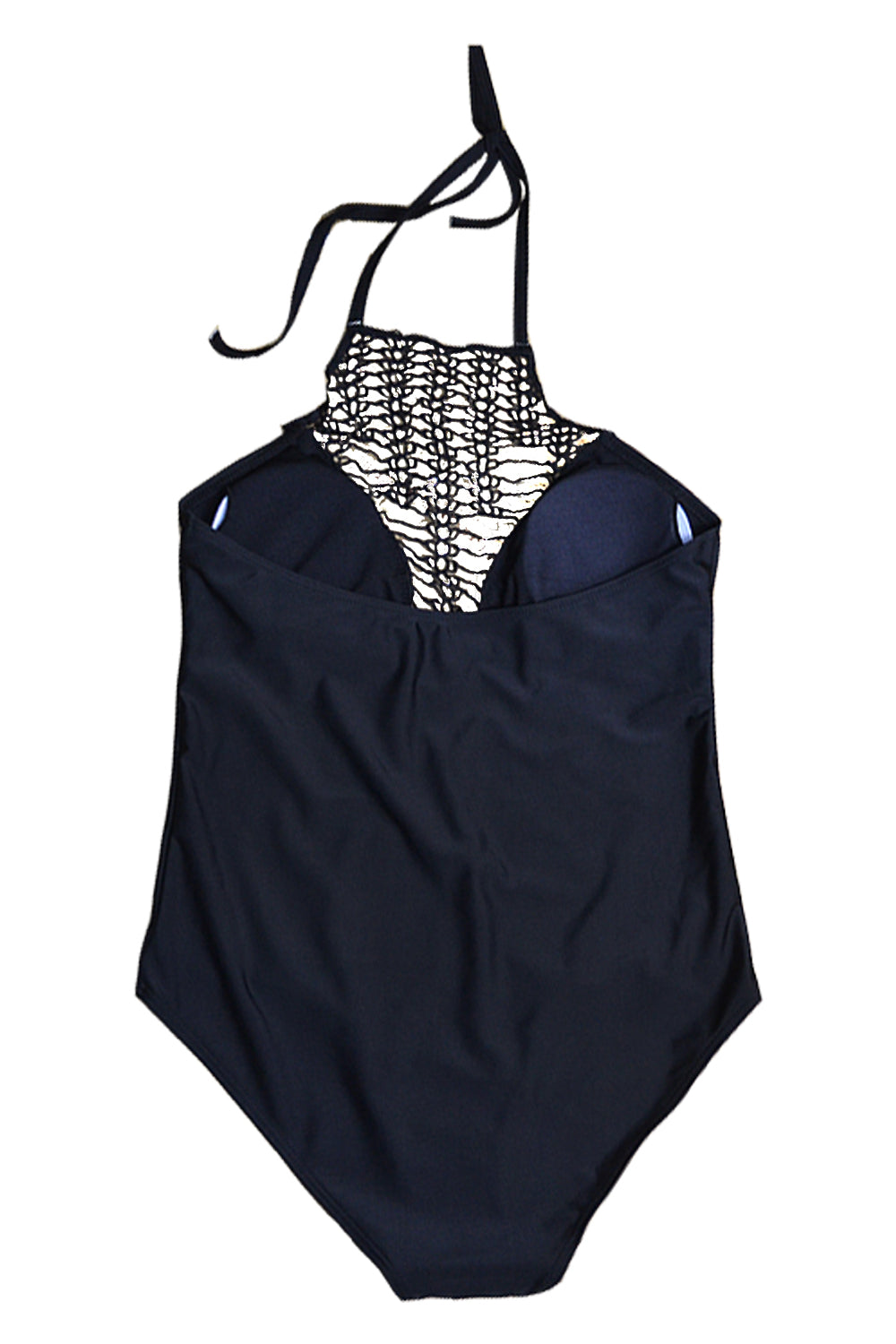 Iyasson Black Trendy High Neck One-piece Swimsuit