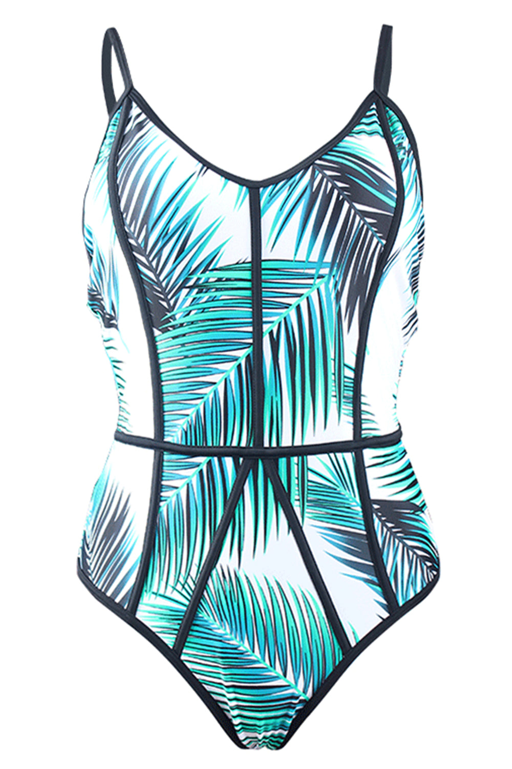 Iyasson Tropical Leaves Print One-piece Swimsuit