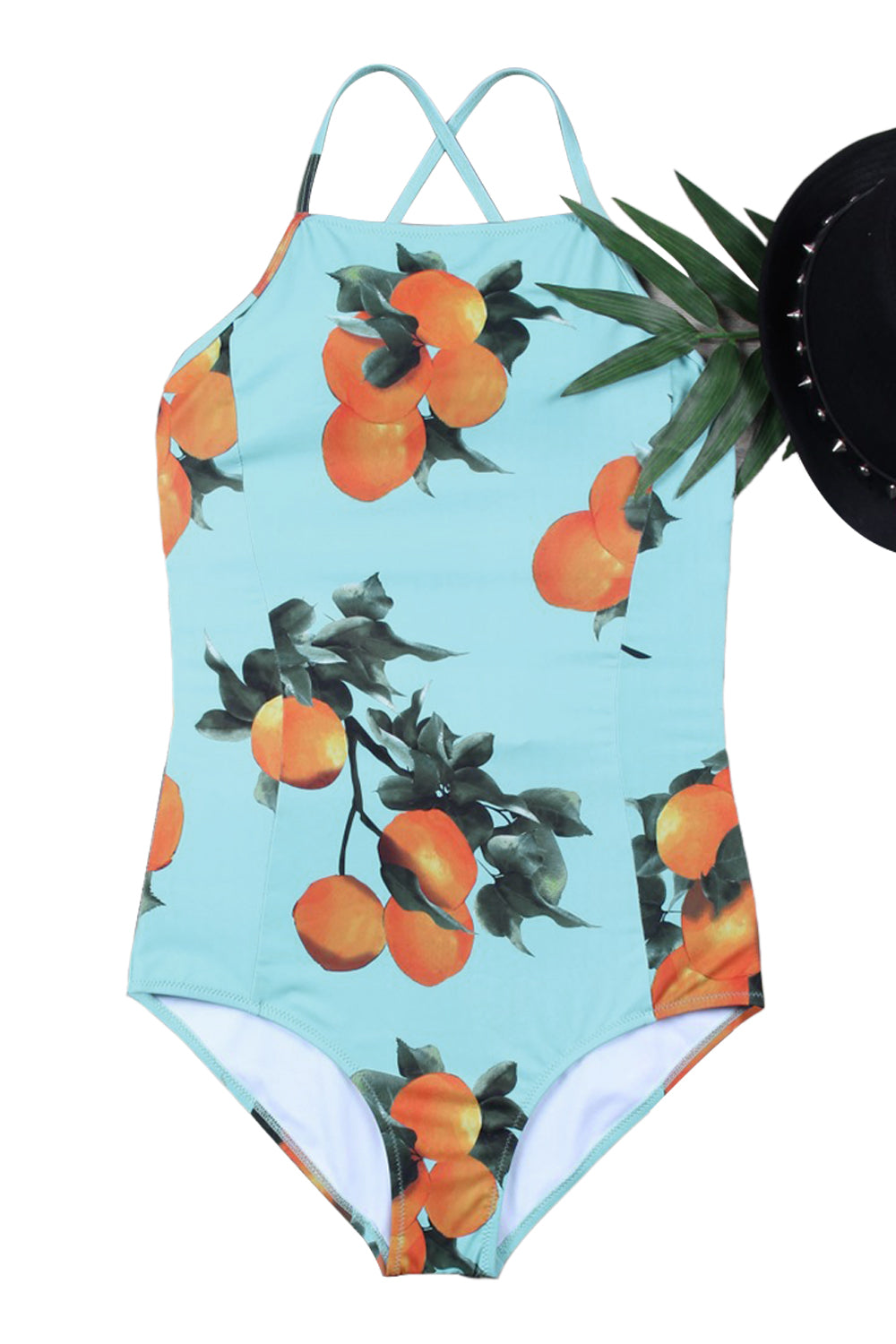 Iyasson Orange Printing Tummy Control Swimwear