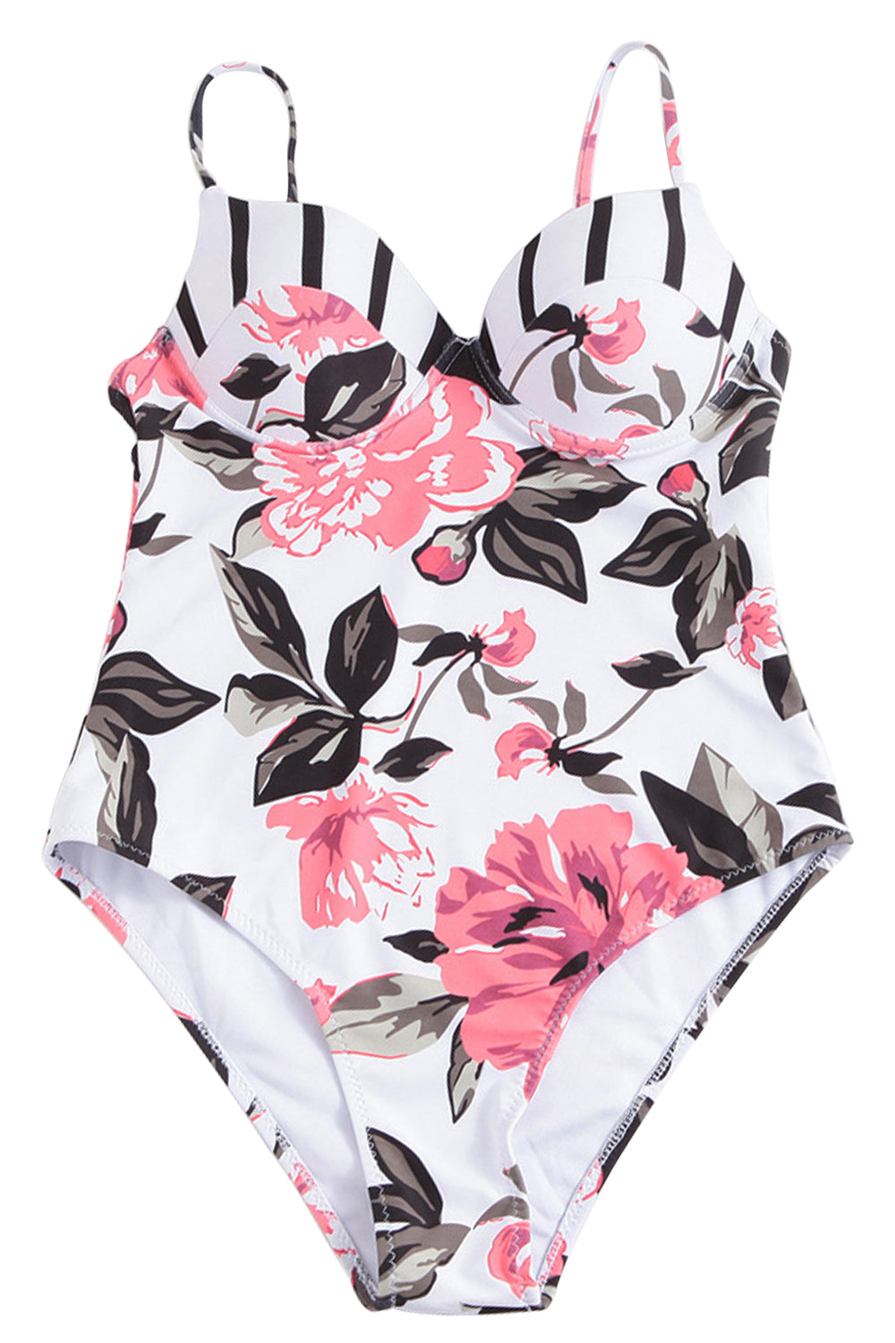 Iyasson Romantic Floral Print One-piece Swimsuit