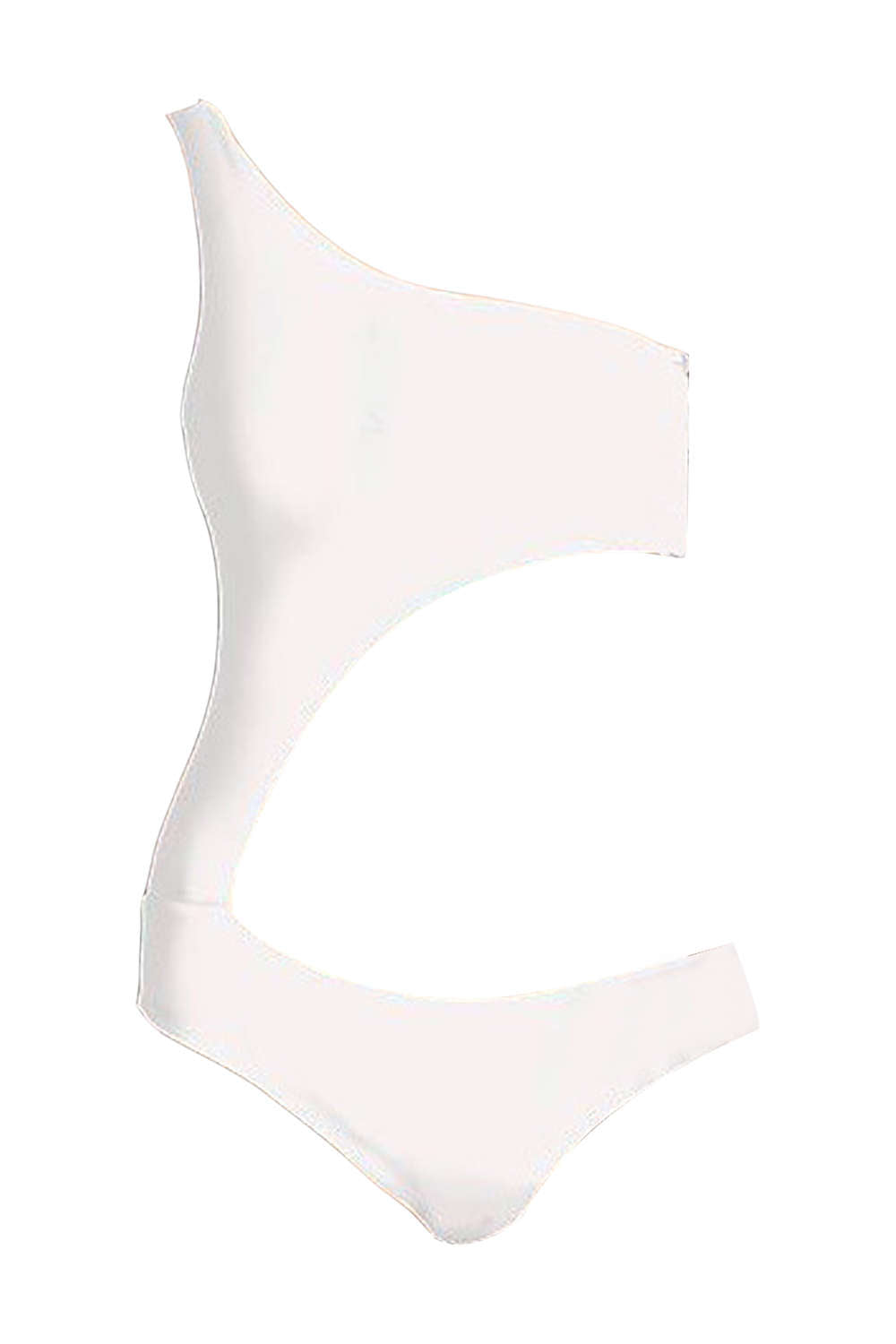 Iyasson Solid Color One-shoulder Side Hollow Design One-piece Swimsuit