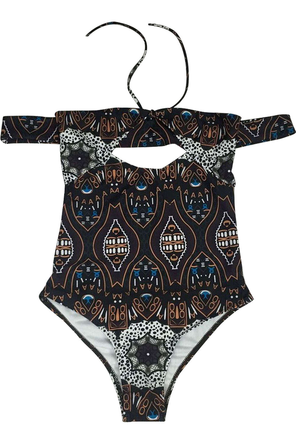 Iyasson Front Hollow Design Halter One-piece Swimsuit