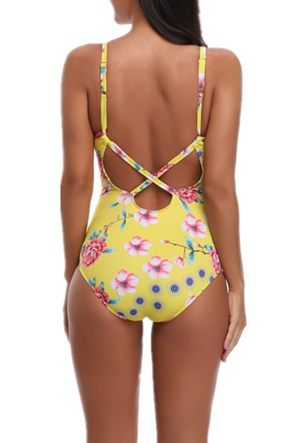 Iyasson Floral Print Close-fitting One-piece Swimsuit