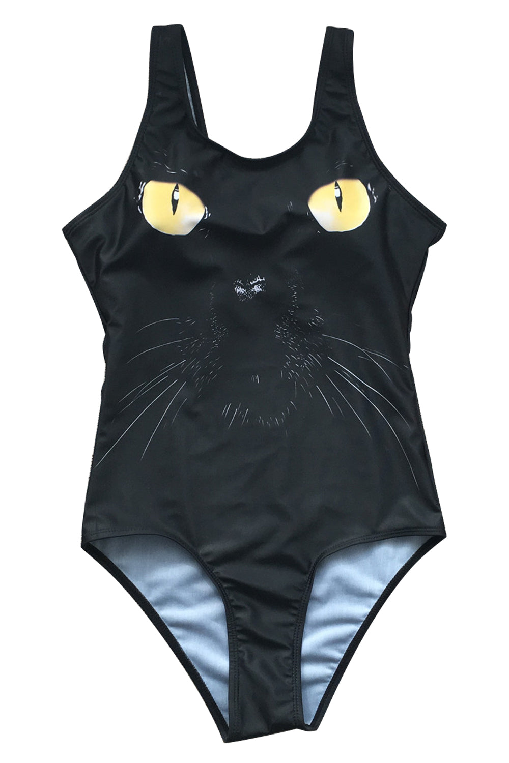 Iyasson Black Cat Pattern One-piece Swimsuit