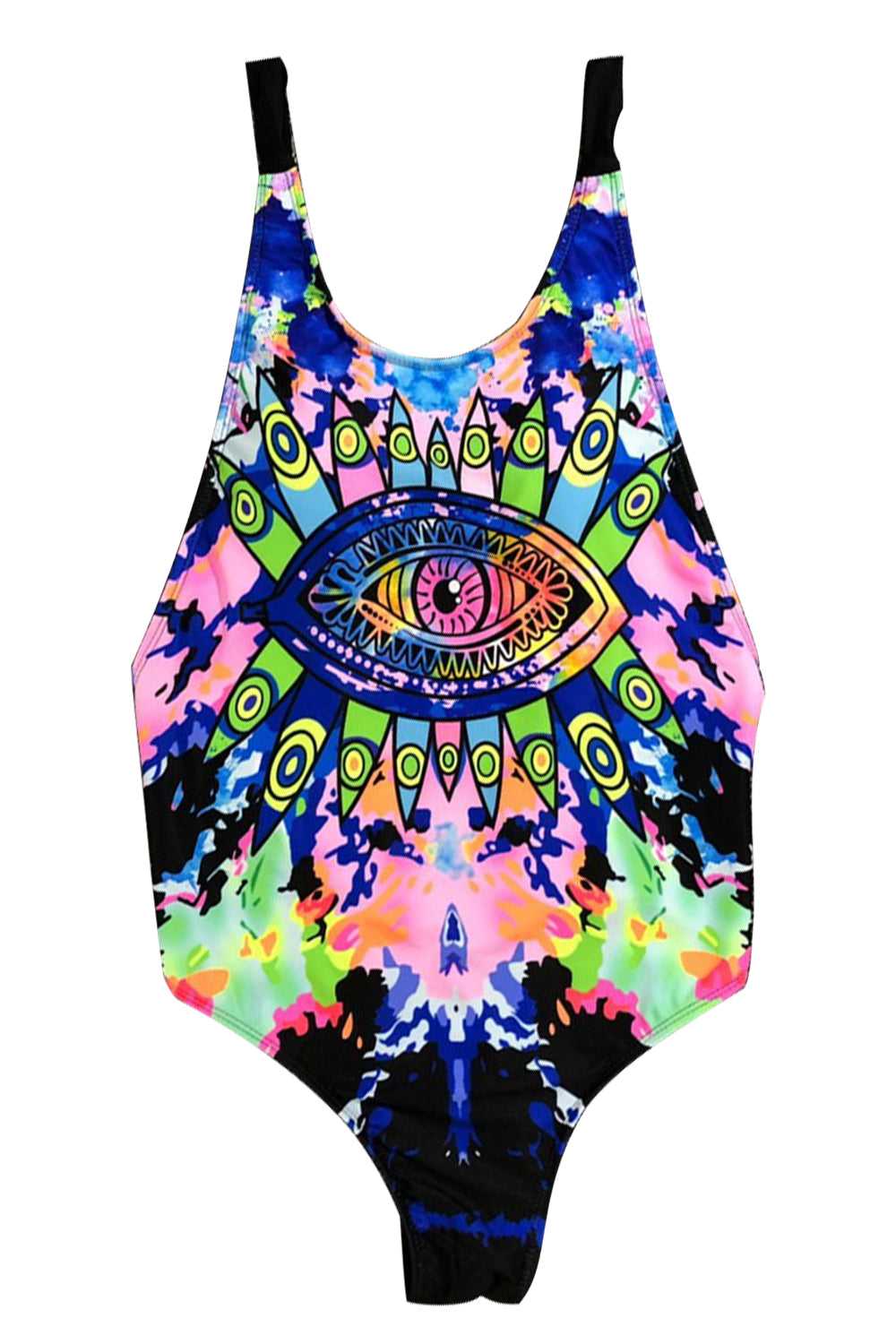 Iyasson Dazzling Doodle Print Backless One-piece Swimsuit