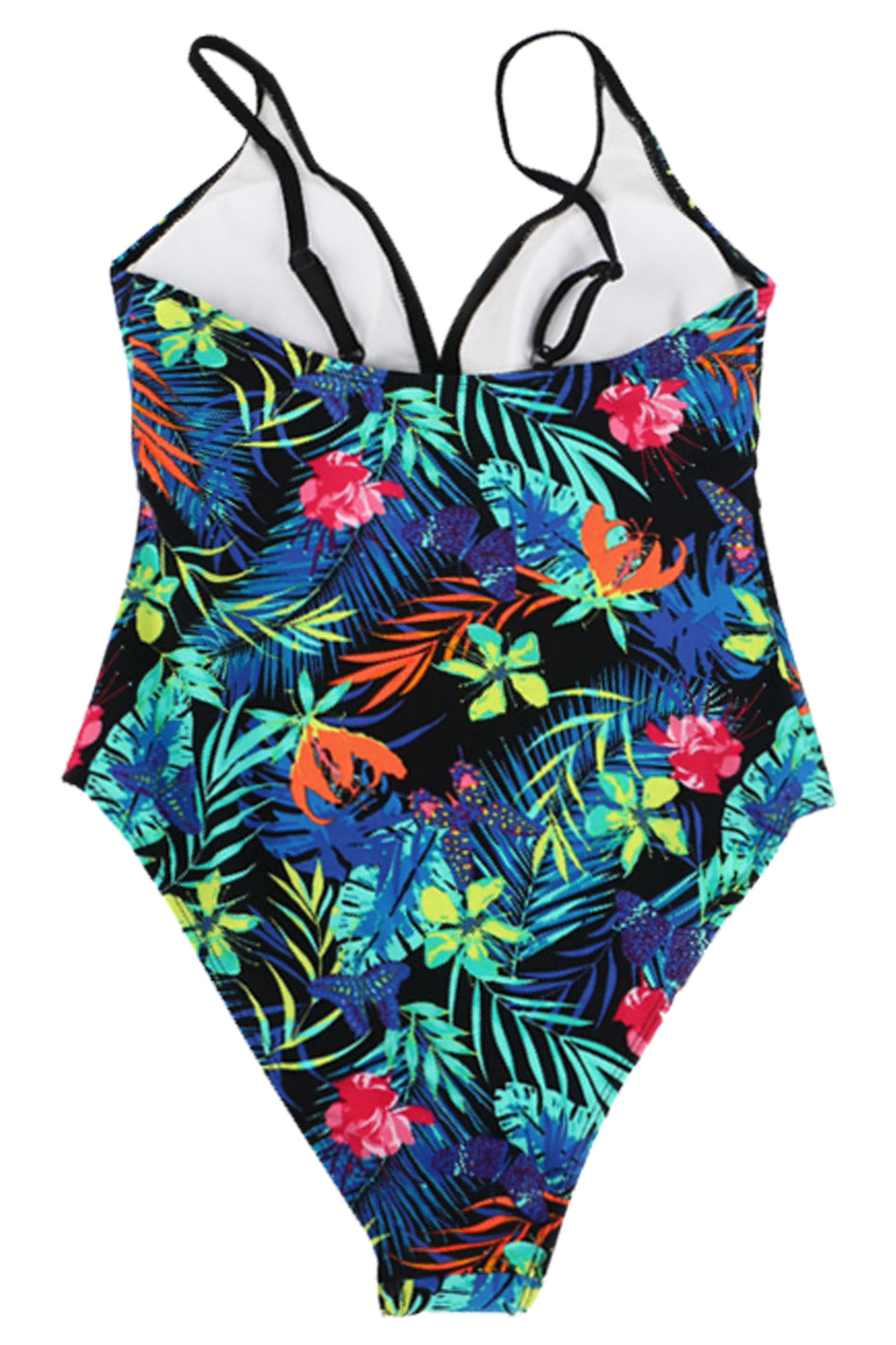 Iyasson Floral Print Deep V-neck One-piece Swimsuit