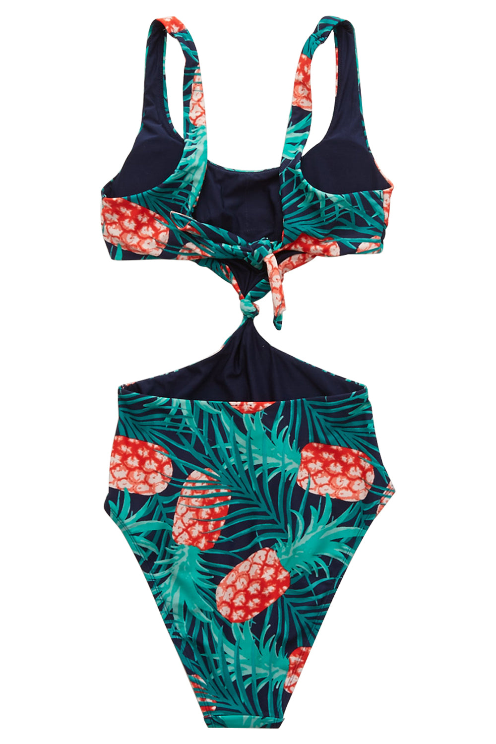 Iyasson Pineapple Printing Side Hollow Design One-piece Swimsuit