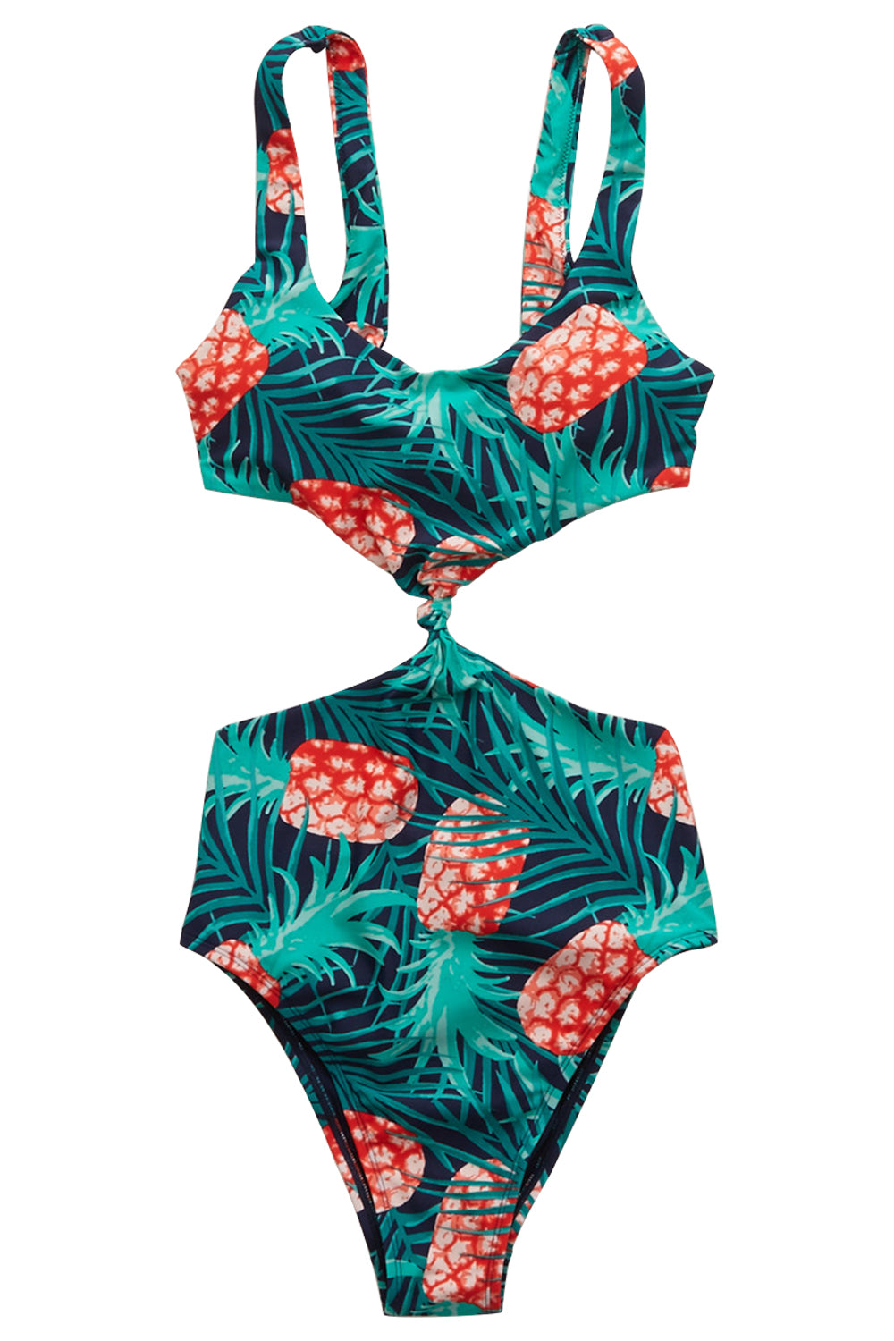 Iyasson Pineapple Printing Side Hollow Design One-piece Swimsuit